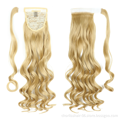 Wholesale Hot Sale Chorliss Natural Indian Virgin Cheveux Afro Curly Hair Ponytail For Black Women Synthetic Ponytail Extensions